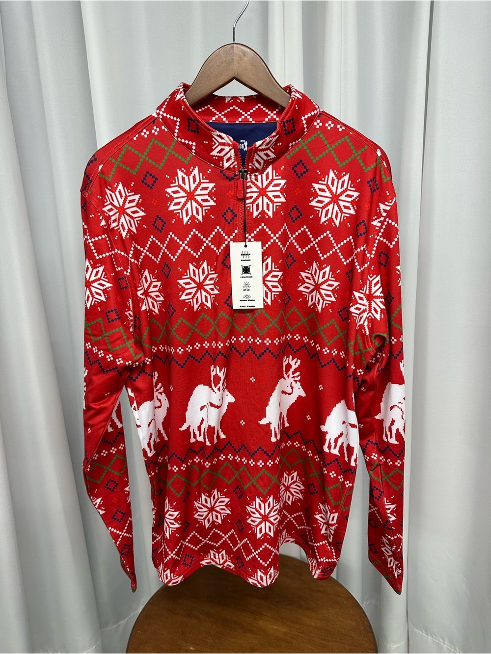 Bogey bros 1/4 zip Red Holiday Reindeer Pullover shirt golf NSFW NWT